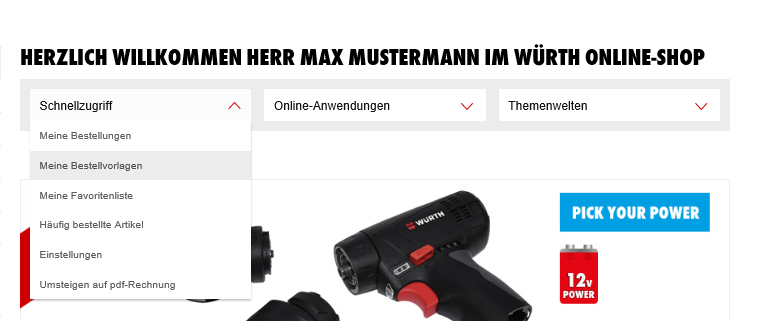 Bestellvorlagen Würth