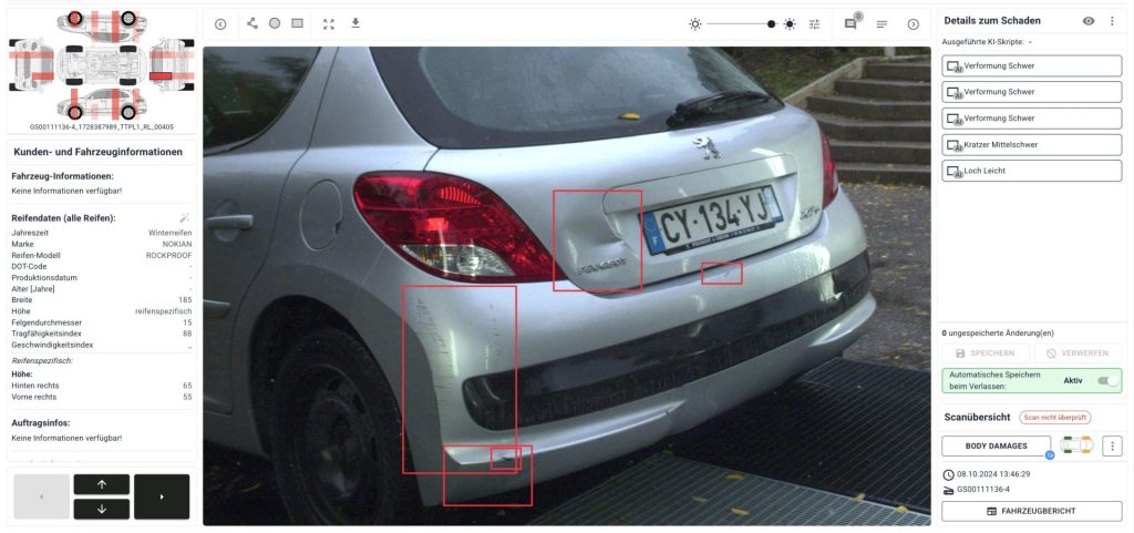 Two Tronic Software: Fahrzeugscanner erkennt beispielsweise abgenutzte Reifen, Karosserieschäden oder Felgenmängel sofort und stellt diese übersichtlich dar.