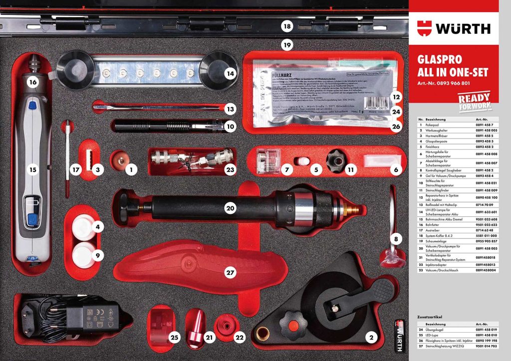 GlasPro All-in-One Set 24-teilig im Koffer
